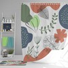 Green Leaves Boho Shower Curtain, Bohemian Abstract Retro Fabric, for Home Bathroom Decor Accessories