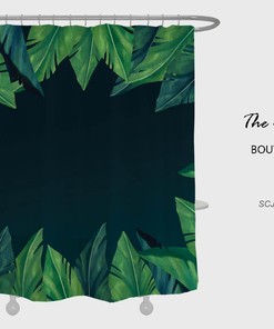 Green Leaves Boho Shower Curtain for Bathroom Decor