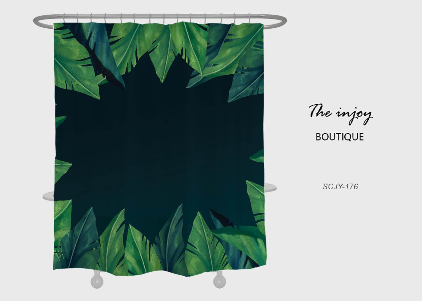 Green Leaves Boho Shower Curtain for Bathroom Decor