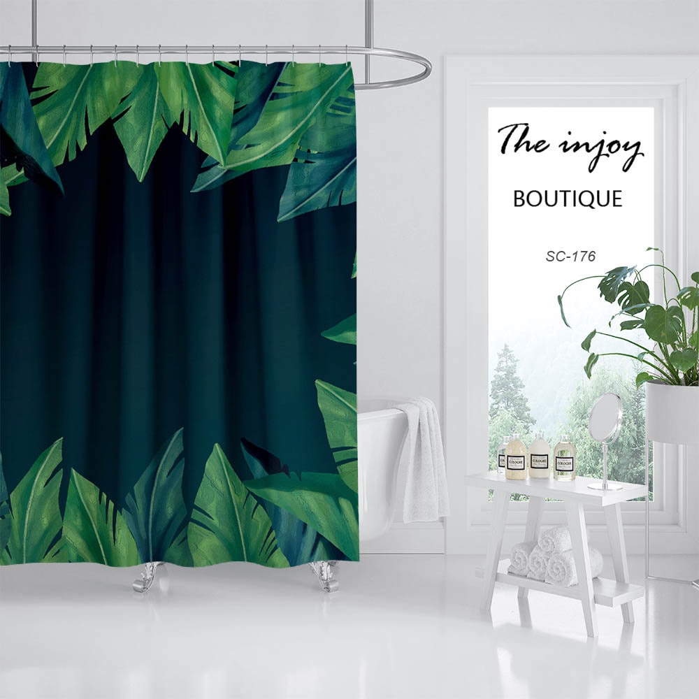 Green Leaves Boho Shower Curtain for Bathroom Decor - Image 2