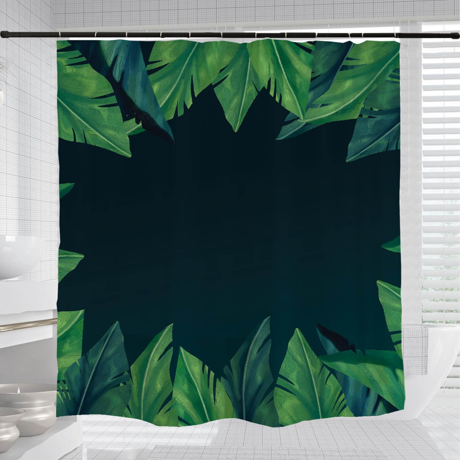 Green Leaves Boho Shower Curtain for Bathroom Decor - Image 3