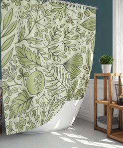 Green Leaves Shower Curtain | Botanical Foliage Floral | Autumn Fall Home Bath Decor | Best Shower Curtains