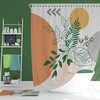 Green Leaves Sun Boho Shower Curtain, Bohemian Abstract Retro Fabric, for Home Bathroom Decor Accessories