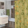 Green Mid Century Modern Inspired Shower Curtain with Vintage Bathroom Flair