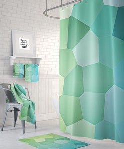 Green Mosaic Shower Curtain, Bring a Modern Vibe to Your Bathroom Decor