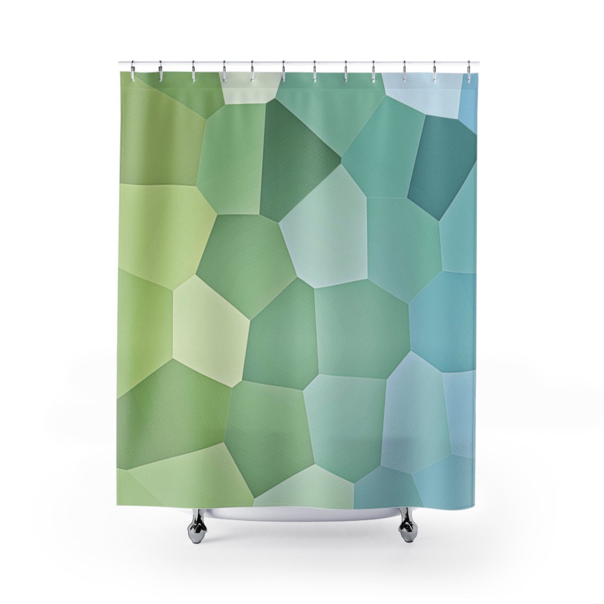 Green Mosaic Shower Curtain, Bring a Modern Vibe to Your Bathroom Decor - Image 2