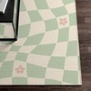 Green Pastel Retro Checkered Rug with Non-Slip Floor Mat for Soft Living Room or Kids Room Decor