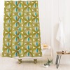 Green Retro Geometric Shower Curtain, Mid Century Modern Bathroom Decor, Fabric Bath Curtain