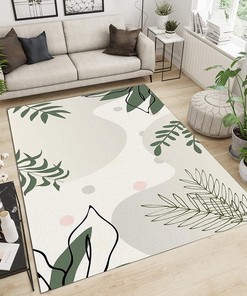 Green Small Fresh Branches Thick Soft Plush Area Rugs, Machine Washable Breathable Durable Mat with Vintage 70s Style