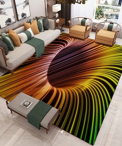 Green and Brown 3D Illusion Vision Area Rug - Stylish and Modern Floor Cover for Home