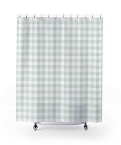Green and White Check Shower Curtain for a Farmhouse Vibe