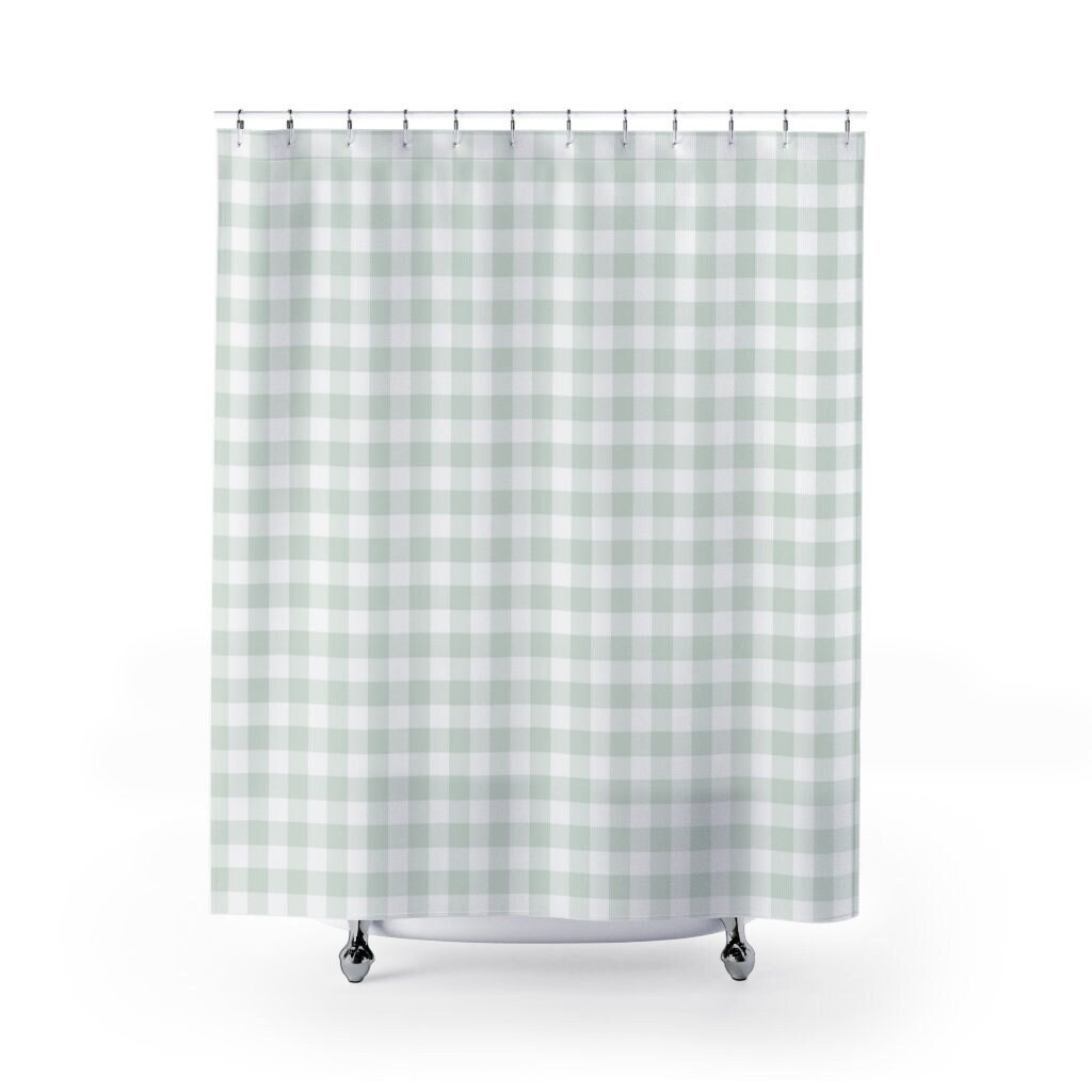 Green and White Check Shower Curtain for a Farmhouse Vibe