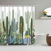 Green cacti trees flora botanical Shower Curtain | Cactus desert plants fabric Bathroom Curtain