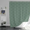 Green coastal beach themed Shower Curtain | Ocean wave Japanese classic fabric Bathroom Curtain & Mat House gift