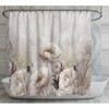 Greige 3D Floral Shower Curtain, Unique Bathtub Curtain with Elegant Gray and Beige Flowers