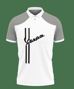 Grey 3D Printed Piaggio Vespa Nct-Va Polo Shirt with All Over Print