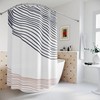 Grey Brown Waves Abstract Art Shower Curtain or Mat, Minimalistic Contemporary Curtain for Apartment Bathroom