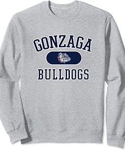 Grey Gonzaga University Crewneck Sweatshirt Team Bulldogs