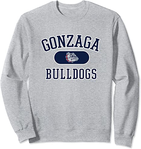 Grey Gonzaga University Crewneck Sweatshirt Team Bulldogs