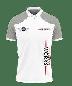 Grey Mini Jcw Vth-Hl Polo Shirt Ver 1: High-Quality Fabric and Athletic Design with 3D Print