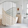 Grey Mustard Lines Waves Abstract Art Shower Curtain or Mat, Minimalistic Contemporary Curtain