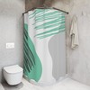 Grey and Mint Circles Abstract Art Shower Curtain or Mat, Contemporary Minimalistic Curtain for Apartment Bathroom