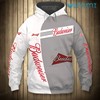 Grey and White Budweiser 3D Hoodie - Gift for Beer Lovers