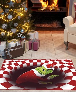 Grinch Christmas Decoration IllusionRug - A Lively and Fun 3D Stereo Floor Mat for Indoor/Outdoor Use