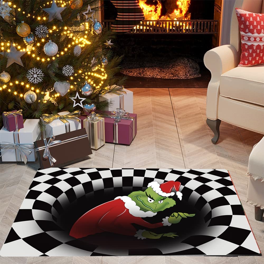 Grinch Christmas Decoration IllusionRug - A Lively and Fun 3D Stereo Vortex Floor Mat - Image 2