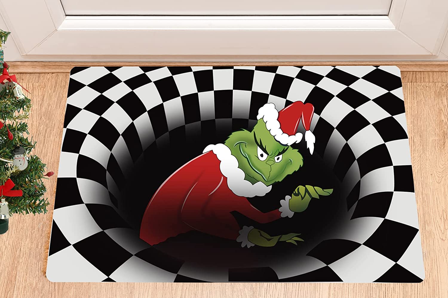 Grinch Christmas Decoration IllusionRug - A Lively and Fun 3D Stereo Vortex Floor Mat - Image 3