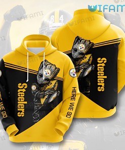 Groot Hug Football Here We Go - Steelers 3D All Over Print Hoodie