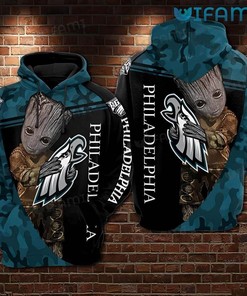 Groot Hugging Logo Philadelphia Eagles 3D Hoodie with Custom Print