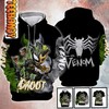 Groot Venom Custom All Over Print 3D Hoodie
