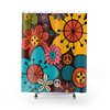 Groovy 1970s Shower Curtain with Mushroom Psychedelic Design Home Decor
