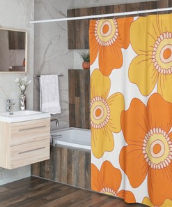 Groovy 60's 70's Hippie Retro Flowers Shower Curtain - Colorful and Fun Bathroom Decor