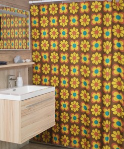 Groovy 60's 70's Hippie Retro Flowers Shower Curtain - Colorful and Fun Bathroom Decor for a Unique Look