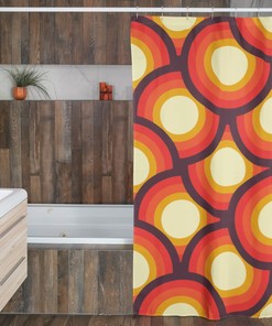 Groovy 60's 70's Shower Curtain, Hippie Tub Curtain, Retro Bathroom Decor