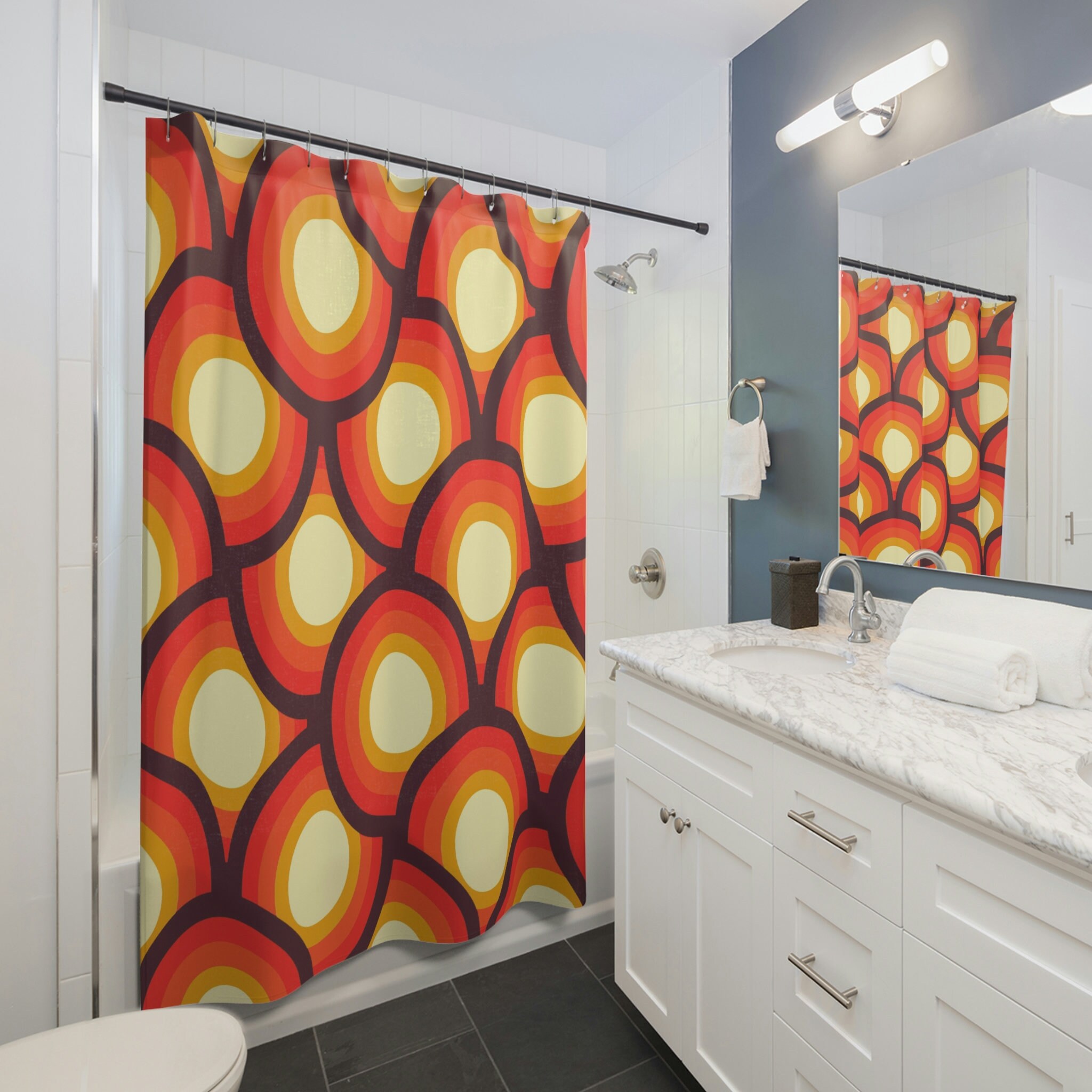 Groovy 60's 70's Shower Curtain, Hippie Tub Curtain, Retro Bathroom Decor - Image 4