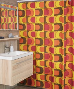 Groovy 60's 70's Shower Curtain, Retro Bathroom Accessory, Hippie Inspired Bathroom Decor