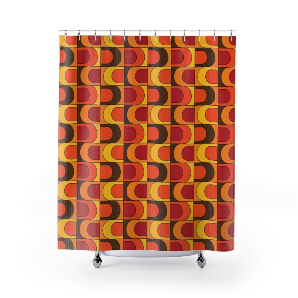 Groovy 60's 70's Shower Curtain, Retro Bathroom Accessory, Hippie Inspired Bathroom Decor - Image 2