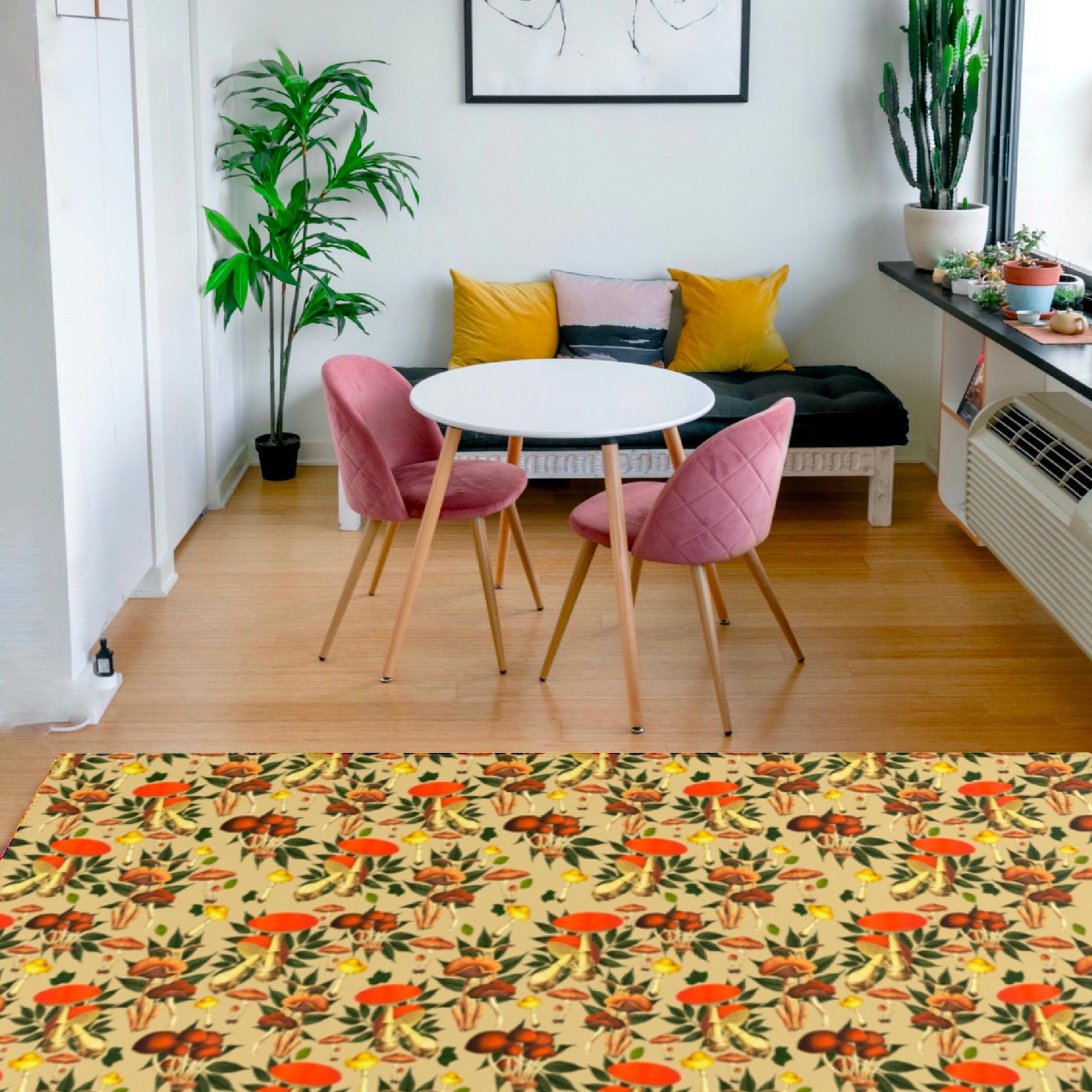 Groovy 70s Style Personalized Retro Rug with Non-Slip Floor Mat for Living Room or Apartment
