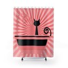 Groovy Black Cat in Tub Mid Century Modern Shower Curtain with Vintage Vibes