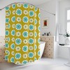 Groovy Daisy Floral Turquoise Blue and Lime Green Mid Century Modern Shower Curtain for a Fun Look
