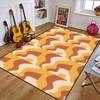 Groovy Design Geometric Area Rug Personalized Home Decor in Living Room Kids Bedroom Nursery with 70s Retro Area Rug