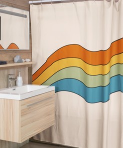 Groovy Hippie Shower Curtain, Retro Flowers Tub Curtain, Vintage Bathroom Accessory
