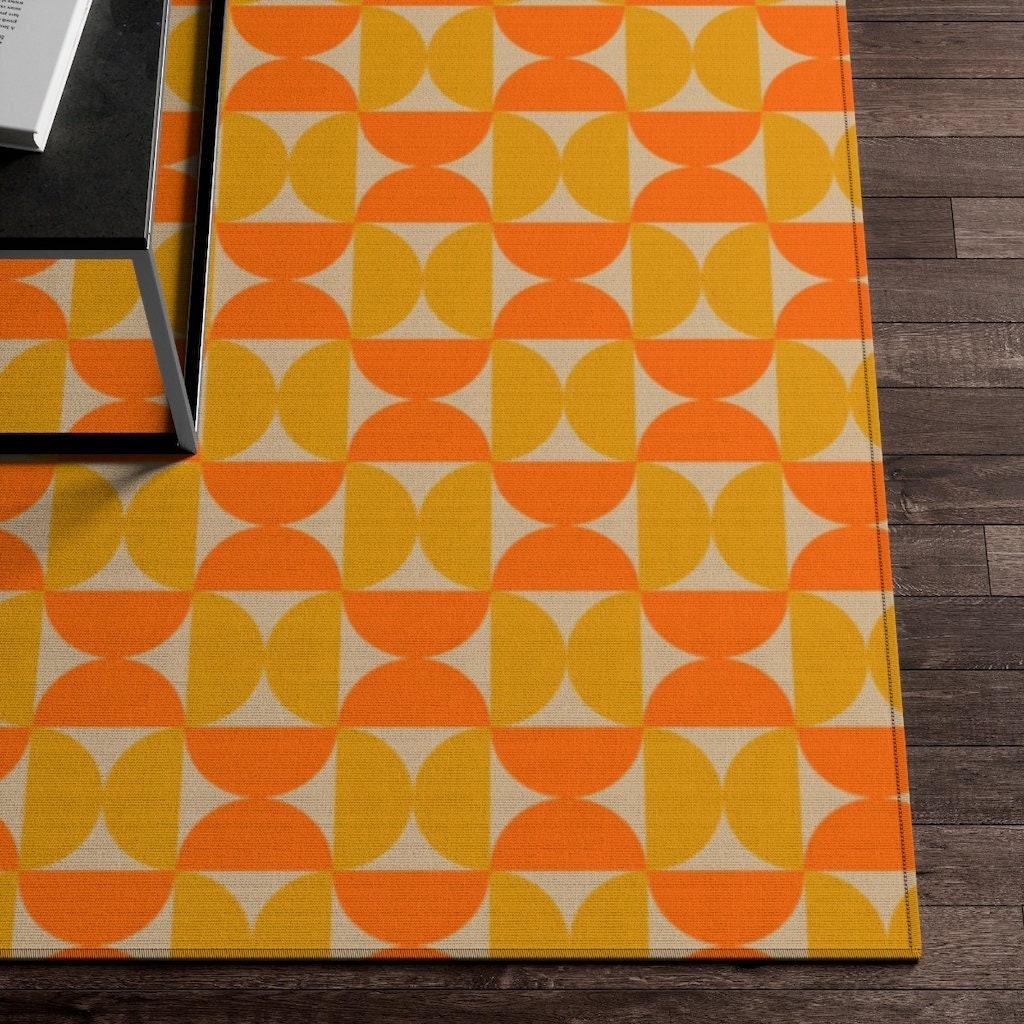 Groovy Mid Century Modern Rug for Bedroom and Living Room Decor with 70s Rugs for Living Room - Image 2