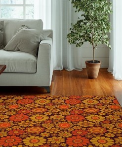 Groovy Personalized Retro Bedroom Rug with 70s Style Non-Slip Floor Mat for Living Room or Kids Room