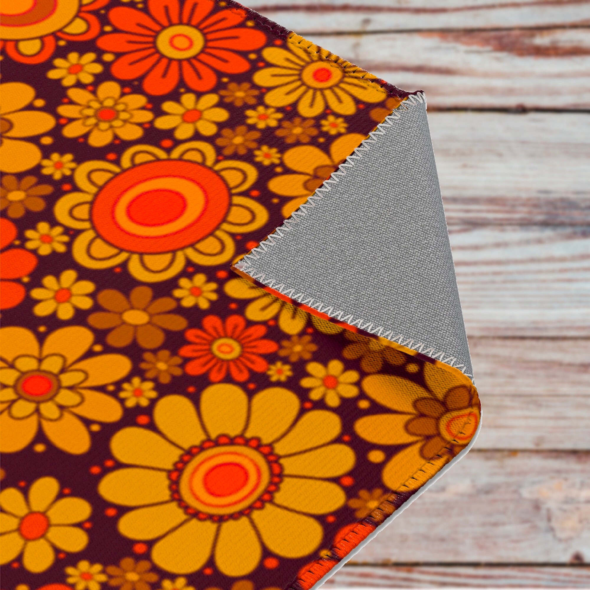 Groovy Personalized Retro Bedroom Rug with 70s Style Non-Slip Floor Mat for Living Room or Kids Room - Image 3