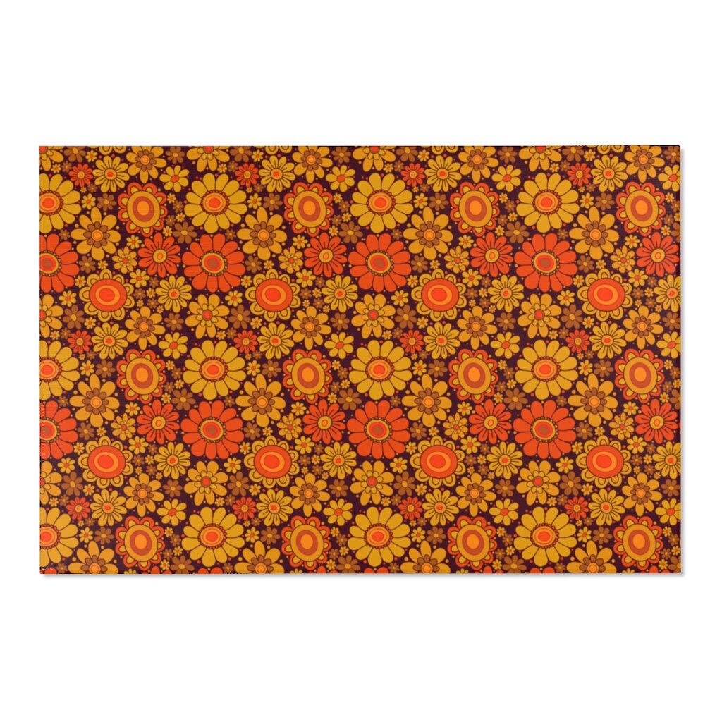 Groovy Personalized Retro Bedroom Rug with 70s Style Non-Slip Floor Mat for Living Room or Kids Room - Image 4