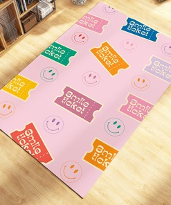 Groovy Pink Retro Trippy Rug - Wavy Abstract Funky Smile Hippie Decor, Preppy Room Decor with 70s Bathroom Rug Set